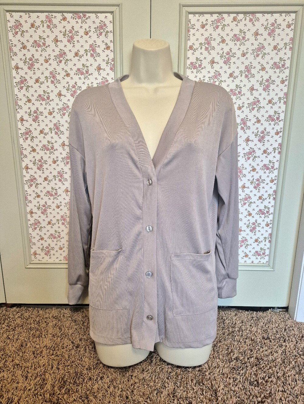 Live 2 Lounge Relaxed Tan Button-Front Women's Cardigan Size S